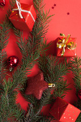 Merry Christmas and Happy New Year. Red background