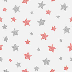 Seamless pattern with hand drawn stars. Vector.