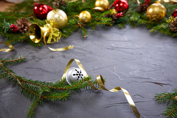 Christmas decoration with golden balls