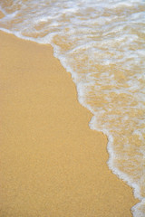 Golden sand beach with ocean waves