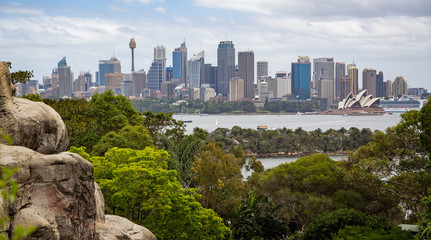 View across to the Sydney Central Business District skyline from Taronga Zoo in Sydney, Australia...