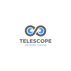 Telescope eyes logo design template inspiration