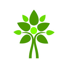 Abstract human tree with leaves. Vector graphic design template. 