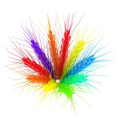 Colorful spikelets design. 3d render