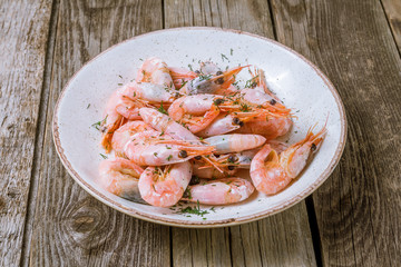 boiled shrimp on plate