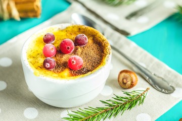 Christmas and New Year composition with sweet delicious apples dessert