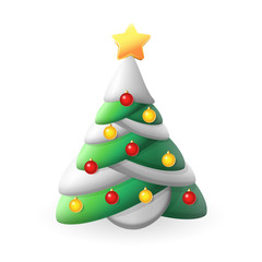 Decorated Christmas tree - vector illustration isolated on white