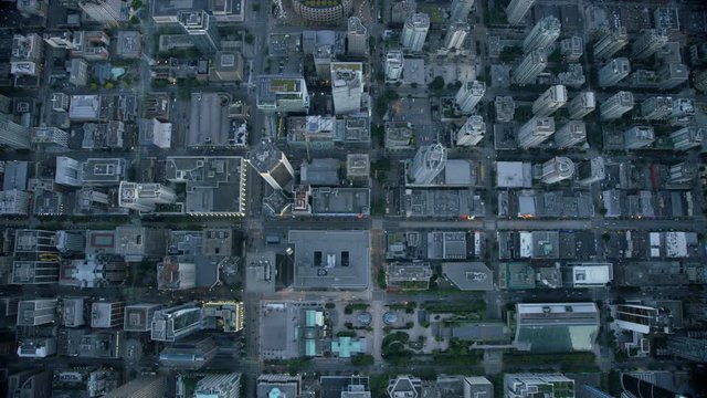 Aerial rooftop view downtown Vancouver British Columbia Canada