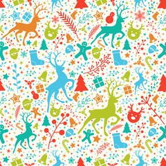 Christmas wallpaper with decorations - seamless texture. Vector.