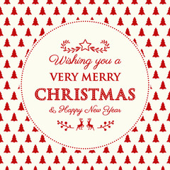 Decorative Christmas banner with decorations in retro style. Vector.