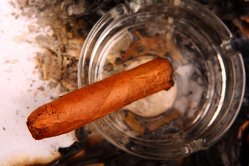 cigar smoke glass ashtray 