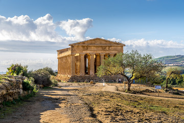 The Valley of the Temples  - An archaeological site in Agrigento, Sicily, Italy. - obrazy, fototapety, plakaty