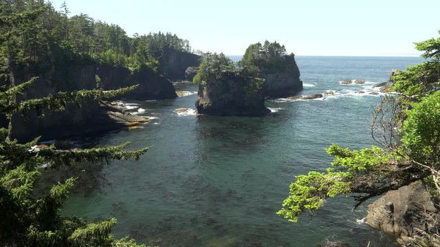 morning view of sea stacks and coastline at cape flattery in the olympic national park of the us pacific northwest