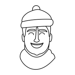 Man face cartoon in black and white in black and white