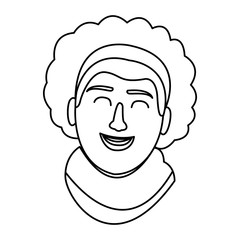 Woman face carrtoon in black and white in black and white