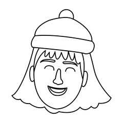 Woman face carrtoon in black and white in black and white