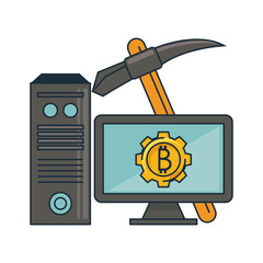 Bitcoin mining from computer and pick tool