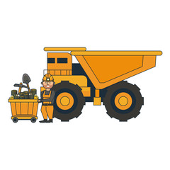 Mining worker with big truck