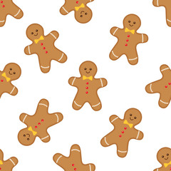 Fototapeta premium Seamless pattern with gingerbread man