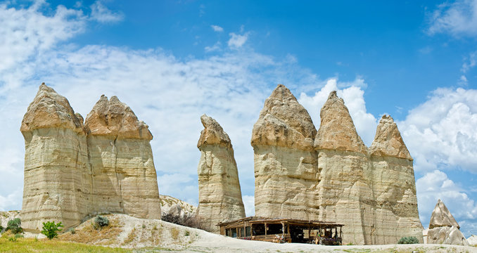 Love valley in Cappadocia, Anatolia, Turkey. Volcanic mountains in Goreme national park.