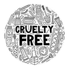 Cruelty free. Lettering with doodles