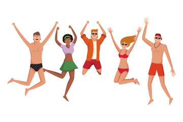 Friends in summer cartoons