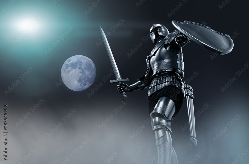 Wall mural knight in armor with sword