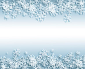 snowflakes and stars descending on background