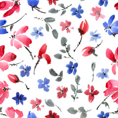 Blue flowers pattern
