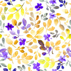 Fototapeta na wymiar Leaves and flowers pattern