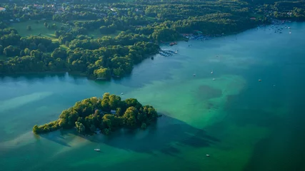 Fototapete Luftbild Roseninsel im Starnberger See Oberbayern