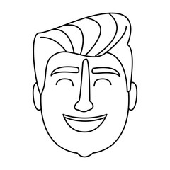 Young man smiling in black and white