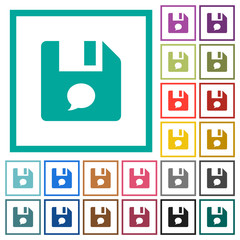 File comment flat color icons with quadrant frames