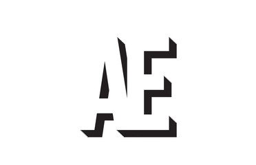 black and white ae a e alphabet letter logo combination icon design