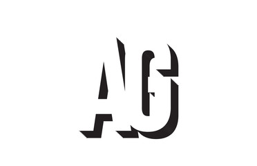 black and white ag a g alphabet letter logo combination icon design