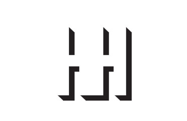 black and white hh h h alphabet letter logo combination icon design