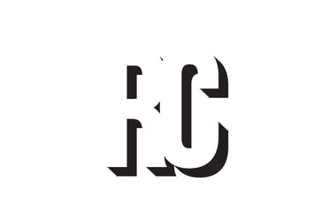 black and white rc r c alphabet letter logo combination icon design
