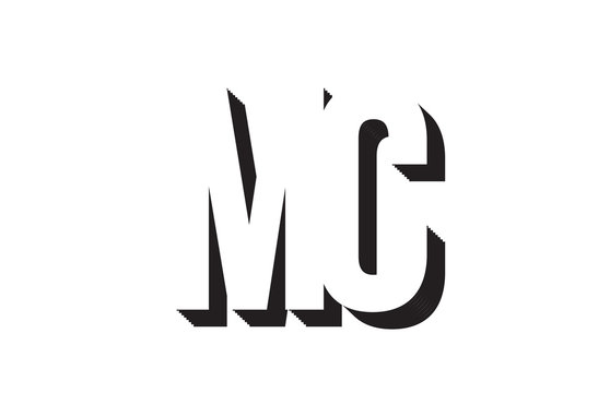 black and white mc m c alphabet letter logo combination icon design