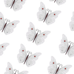 Fototapeta na wymiar Butterfly seamless pattern vector. Summer butterflies background.