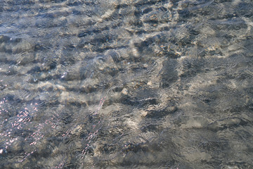 Laesoe / Denmark: Surface of the shallow water of the Baltic Sea at the beach in Vesteroe Havn