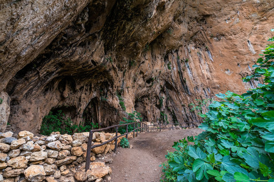 The cave &ldquo;Grotta dell'Uzzo&rdquo; is one of the most important prehistoric sites in Sicily and a famous landmark of Zingaro Nature Reserve, San Vito Lo Capo, Sicily, Italy