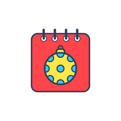 Christmas concept colorful calendar with christmas ornament flat vector design