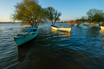 Boats from the lake GOLYAZI located near Bursa city