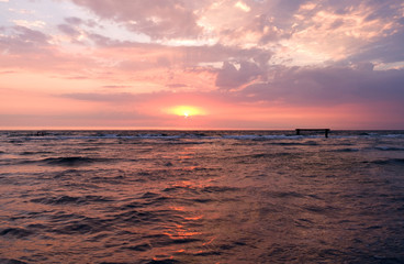 Obraz premium Laesoe / Denmark: Colorful sunset over the Baltic Sea