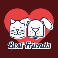 mascots with pets shop set icons