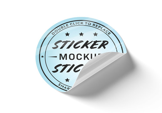 Circular Sticker Isolated on White Mockup