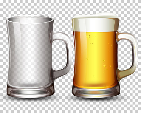 Set of glass and beer