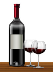 Red wine on white background