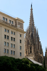 The Cathedral of the Holy Cross and Saint Eulalia in Barcelona, Spain.