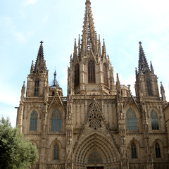 Fototapeta na wymiar The Cathedral of the Holy Cross and Saint Eulalia in Barcelona, Spain.